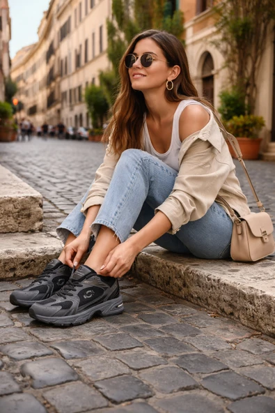 infinite8 Unisex Triko Siyah Sneaker – Hafif, Nefes Alabilen, Bağcıklı, Günlük Spor Ayakkabı - SK03 ürün görseli 1