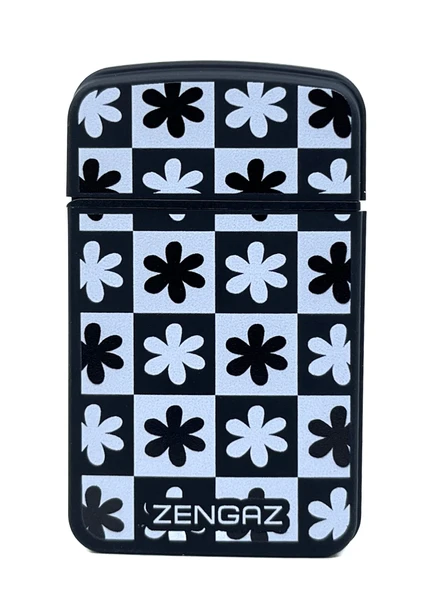 Zengaz Cool Tasarım Jet Alev Çakmak - Checkerboard Flower ürün görseli 1