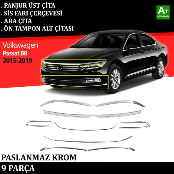 VW Passat B8 Far Üzeri & Sis Farı Çerçevesi & Ara Çıtası & Tampon Çitası 2015 2016 2017 2018 2019 ürün görseli 1
