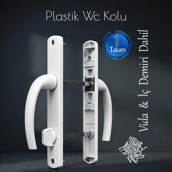 Wc Banyo Kapı Kolu Plastik Tutamağı İçi Metal Plastik Tutma Kol Sağa Sola Uyumlu 1 Takım ürün görseli 1