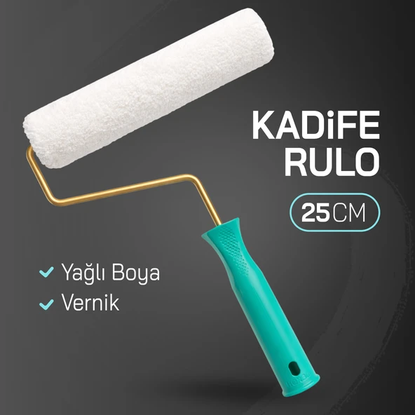 (1 Ade) 25 cm Kadife Rulo Yağlı Boya ve Vernik İçin Uygun Vernik Uzmanı Kadife Boya Rulosu ürün görseli 1