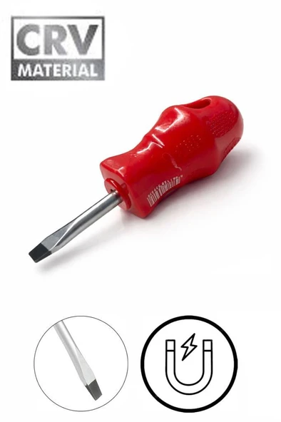 BAY-TEC Mıknatıslı Düz Tornavida 6x38 mm CRV Çelik Kısa Topaç Tornavida – MK4487 Mini Pratik El Aleti ürün görseli 1
