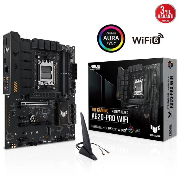 ASUS TUF GAMING A620-PRO WIFI 4xDDR5 2xDP/1xHDMI 2xM.2 AM5 ANAKART ürün görseli 1