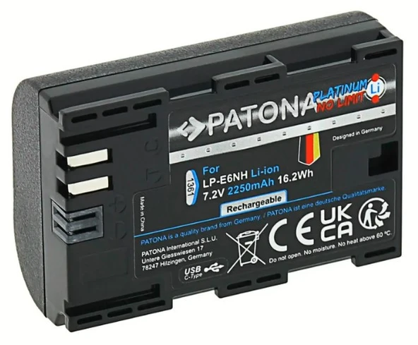 Patona 1361 Canon LP-E6NH Platinum Usb-C Girişli Batarya  ( MARK II cihazlara uyumlu değildir) ürün görseli 1