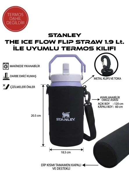 Safir Kamp Stanleye Iceflow Flip Straw 1.9 Lt. ile Uyumlu Omuz Askılı Termos Kılıfı ürün görseli 1