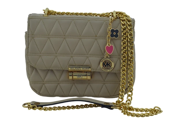 (İkinci El) Kullanılmış Michael Kors Uyumlu Bej Kapitone Nakışlı Zincir Askılı Omuz Çantası (20x16 cm) ürün görseli 1