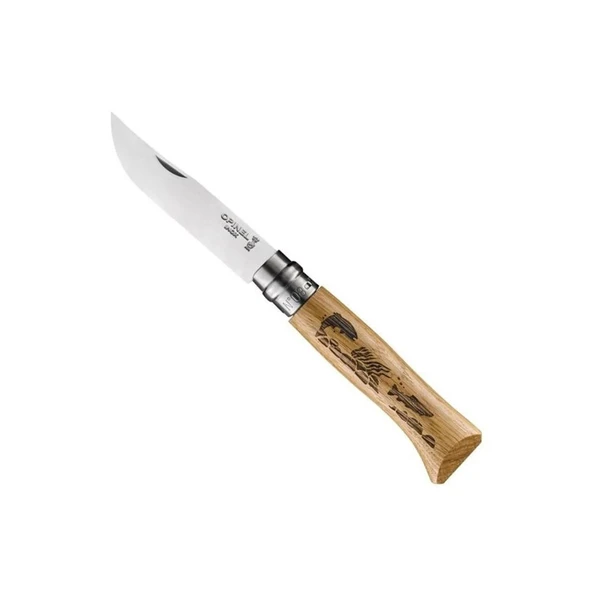 Opinel Balık Desenli N°8 Meşe Saplı Inox/Çelik Çakı ürün görseli 1