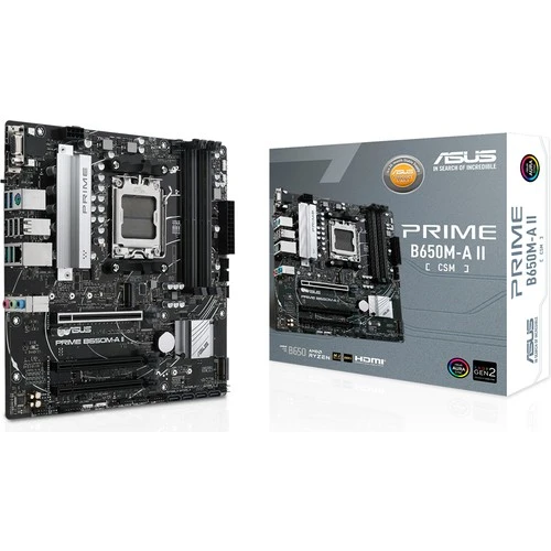 ASUS PRIME B650M-A II-CSM AMD B650 AM5 DDR5 6400 DP HDMI VGA Çift M2 USB3.2 AURA RGB 2.5Gbit mATX ürün görseli 1