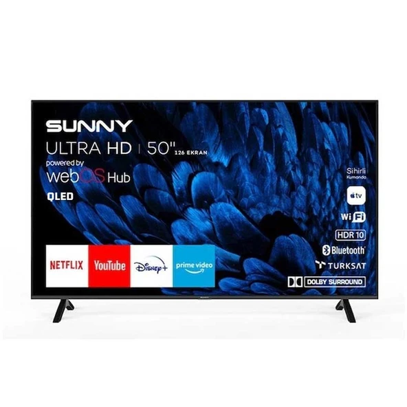 Sunny SN50QMN252 4K Ultra HD 50" 127 Ekran Uydu Alıcılı webOS Smart QLED TV ürün görseli 1