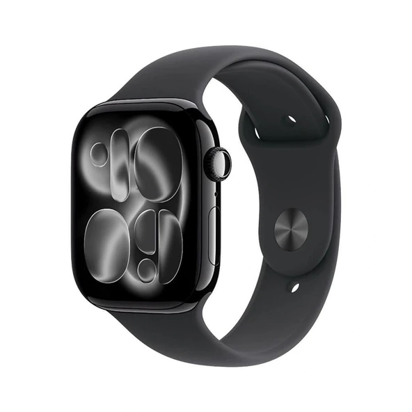 Apple Watch Series 11 GPS, 42 mm Jet Siyah Alüminyum Kasa ve Siyah Spor Kordon - M/L VİTRİN ürün görseli 1