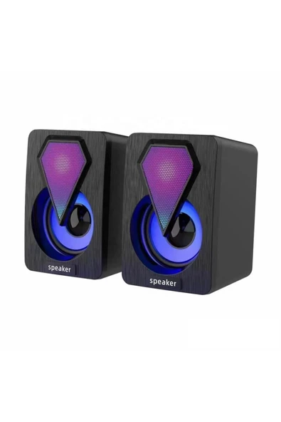 AbaTech Kablolu Hoparlör 1+1 3.5mm Jack Multimedia Bilgisayar Hoparlörü Siyah ürün görseli 1
