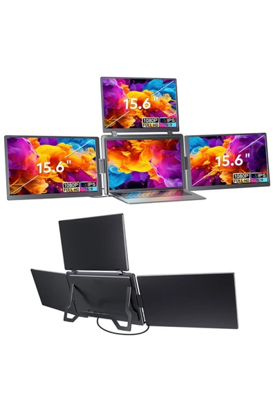Ultrax 15.6" Üçlü Taşınabilir Monitör Çoklu Ekran Full Hd Ips Notebook Monitör ürün görseli 1