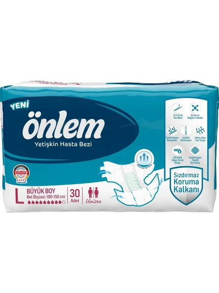 Önlem Yetişkin Hasta Bezi Bel Bantlı Large L 100 - 150 Cm 30 Lu ürün görseli 1