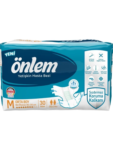 Önlem Yetişkin Hasta Bezi Bel Bantlı Medium M 80 - 120 Cm 30 Lu ürün görseli 1