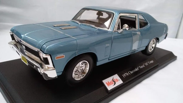 Maisto 1970 Chevrolet Nova SS Mavi 1:18 Model Araba ürün görseli 1
