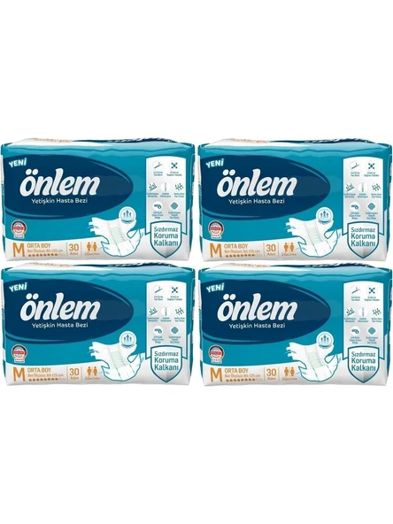 Önlem Yetişkin Hasta Bezi Bel Bantlı Medium M 80 - 120 Cm 30 Lu x 4 Adet ürün görseli 1