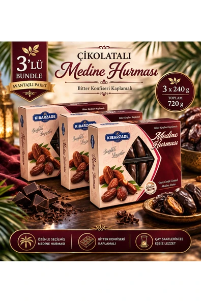 Kibarzade Çikolata Kaplamalı Medine Hurması 240 gr x 3 Adet ürün görseli 1