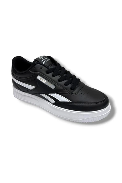 Best Of 2014-26 Cilt Deri Anatomik  Bağcıklı Sneaker Siyah Beyaz 36-40 ürün görseli 1