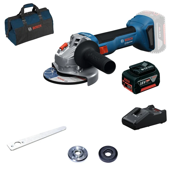 Bosch GWS 18V-8 4.0Ah+Kanvas Çantalı Tek Akülü Taşlama Makinası ürün görseli 1