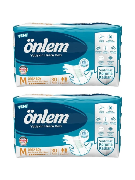 Önlem Yetişkin Hasta Bezi Bel Bantlı Medium M 80 - 120 Cm 30 Lu x 2 Adet ürün görseli 1