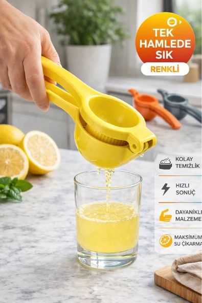 Pratik Limon Sıkacağı Manuel Narenciye Sıkacak El Tipi Kolay Kullanım Dayanıklı Pres RENKLİ ürün görseli 1