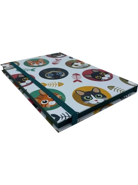 Kılçıklı Kediler Temalı Çizgisiz Defter, Hard Cover ürün görseli 1