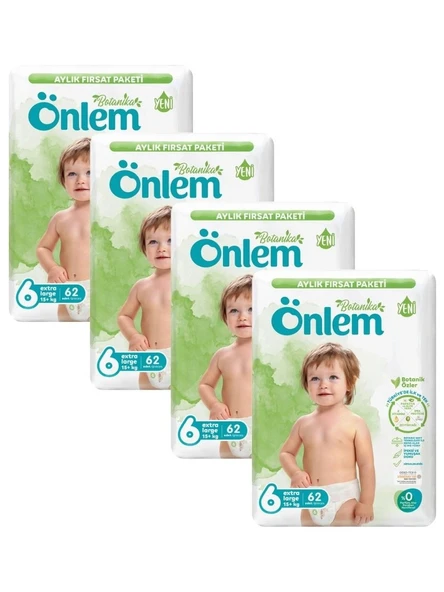 Önlem Botanika Bebek Bezi 6 Beden Extra Large 15+ Kg 62 Li x 4 Paket ürün görseli 1