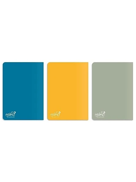 A4 Çizgili Karton Kapaklı Defter - 3'lü Paket, Mavi, Gri, Sarı ürün görseli 1