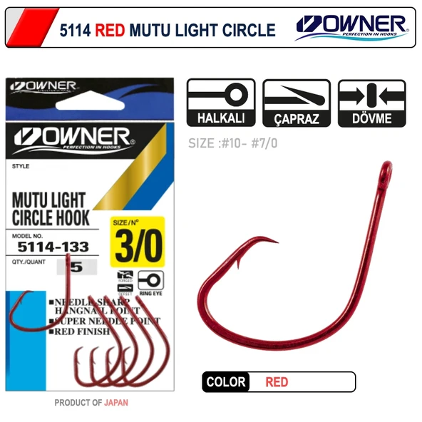 Owner 5114 Mutu Light Red Olta İğnesi No:4 - Resim 2