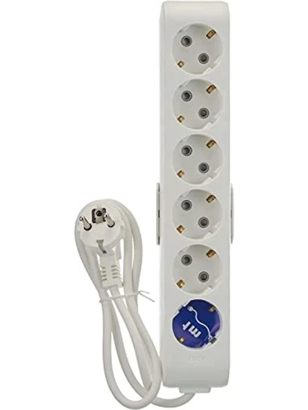 6'lı Topraklı Kablolu Priz Seti, 1 Metre ürün görseli 1