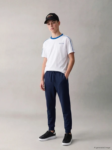 LCW Kids Lacivert Beli Lastikli Erkek Çocuk Jogger Eşofman Altı ürün görseli 1