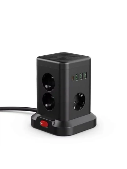 Kule Tipi Çoklu Priz – 3 USB-A + 1 Type-C, Akım Korumalı ürün görseli 1