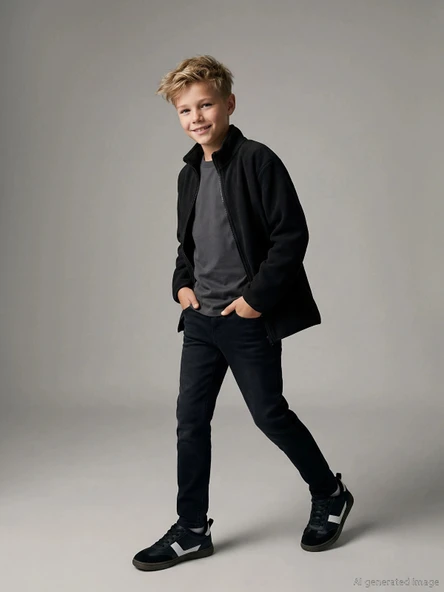 LCW Kids Siyah Süper Skinny Fit Erkek Çocuk Jean Pantolon ürün görseli 1