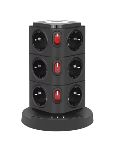 12 Prizli Akım Korumalı Masa Üstü Priz - 4 USB Girişi ile ürün görseli 1