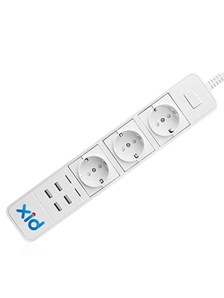 Akıllı 4 USB Bağlantılı 3'lü Priz, Uzaktan Kontrol Özellikli ürün görseli 1