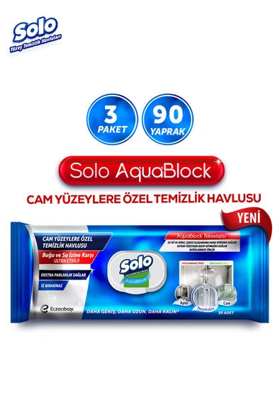 Solo Aquablock Yüzey Temizlik Havlusu 3'lü 90 Yaprak ürün görseli 1