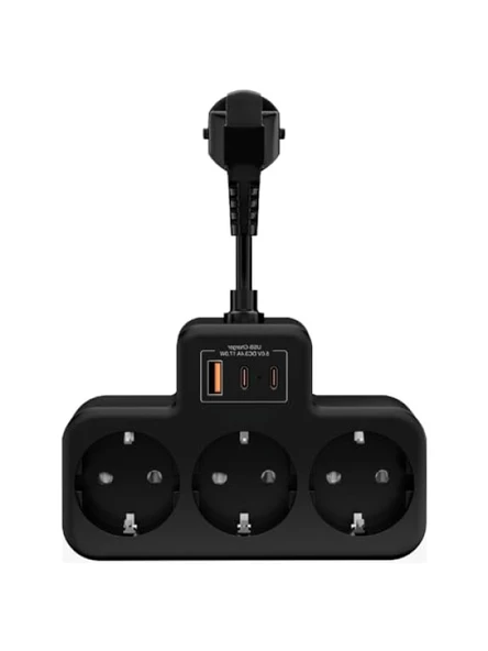 3 Soketli Yüksek Voltaj Korumalı Priz, 2 Type-C ve 1 USB Girişi ürün görseli 1