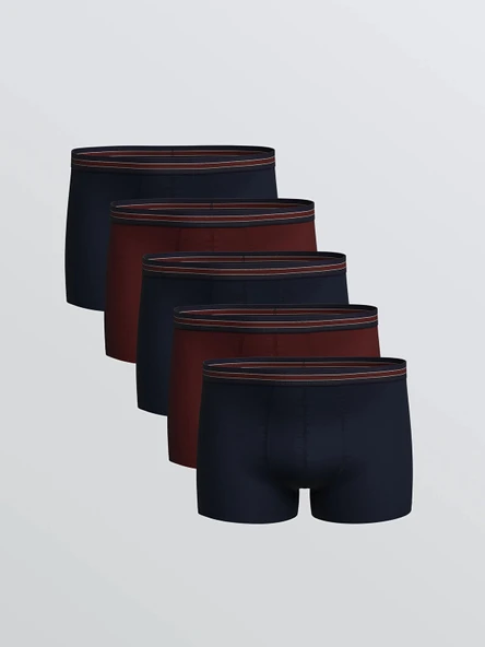 LC WAIKIKI Bordo Standart Kalıp Pamuklu Esnek Erkek Boxer 5'li ürün görseli 1