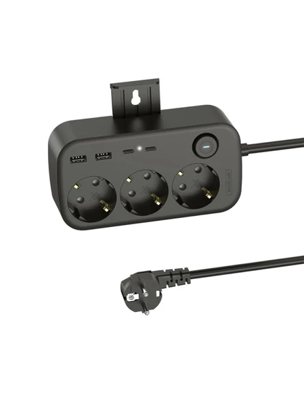 3'lü Priz + 4 USB (2 Type-C + 2 USB-A) Çoklayıcı ürün görseli 1