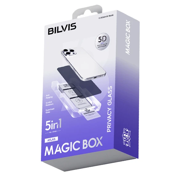 Newface Apple iPhone 13 Pro Max Bilvis 5in1 5D Magic Hayalet Cam Ekran Koruyucu - Siyah ürün görseli 1