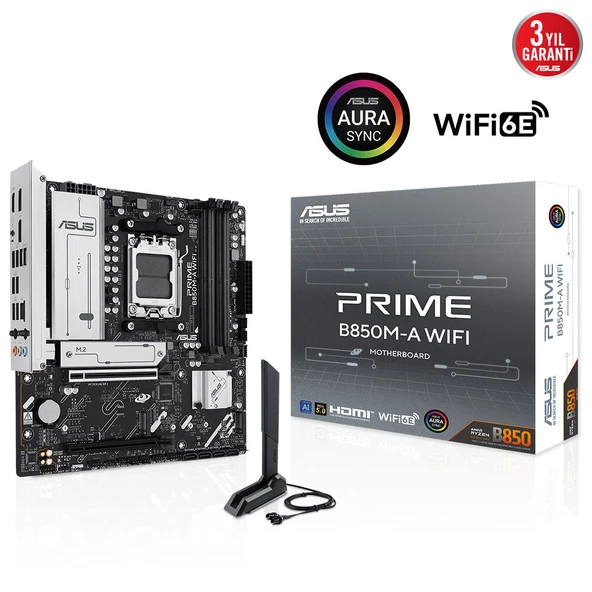 ASUS PRIME B850M-A WIFI6E DDR5 HDMI DP PCIE 5.0 AM5 mATX ürün görseli 1