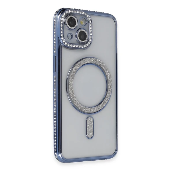 Newface iPhone 13 Kılıf Joke Simli Magneticsafe Kılıf - Mavi ürün görseli 1