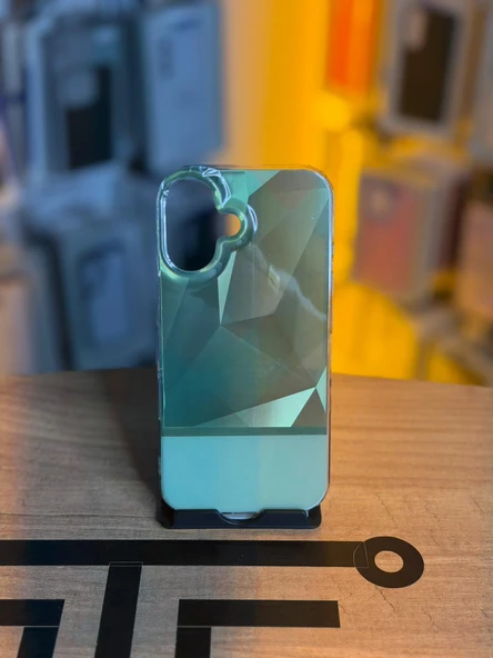 iPhone 16 Uyumlu Kristal Görünümlü Geometrik Desenli Parlak Kılıf ürün görseli 1