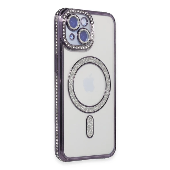 Newface iPhone 13 Kılıf Joke Simli Magneticsafe Kılıf - Derin Mor ürün görseli 1