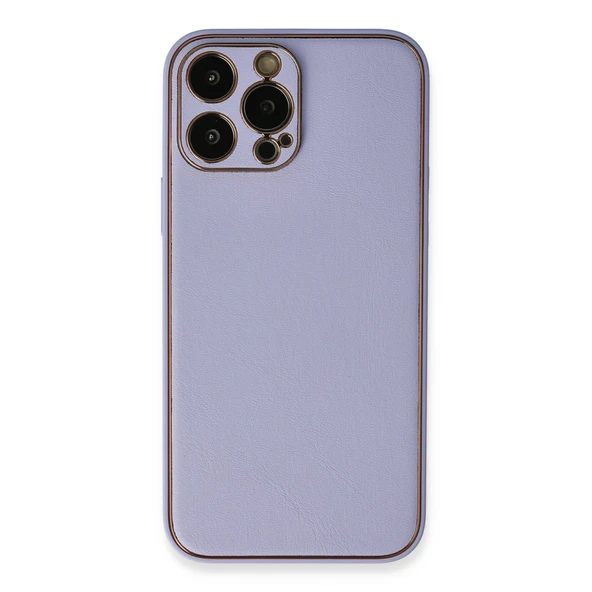 Newface iPhone 13 Pro Max Kılıf Coco Deri Silikon Kapak - Açık Lila ürün görseli 1