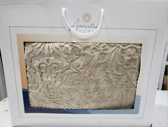 ELEGANT EMBOSS ÇİFT KİŞİLİK İSPANYOL BATTANİYE BEJ - Resim 4