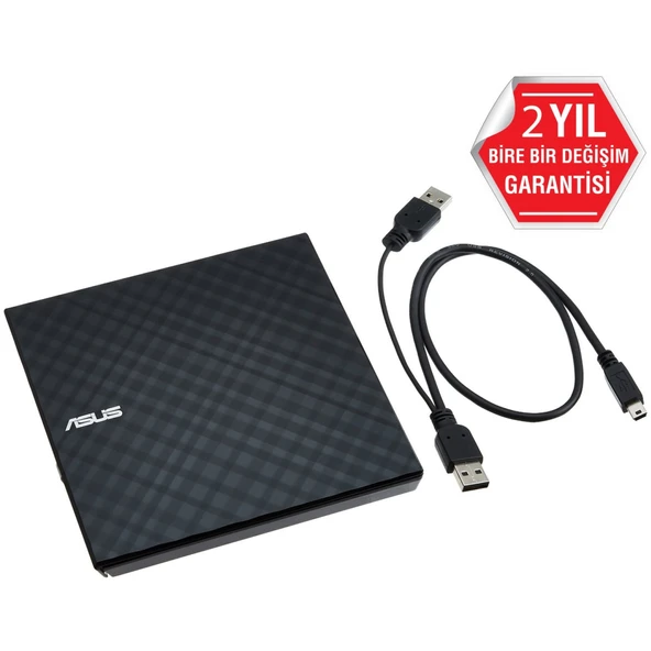ASUS SDRW-08D2S-U Lite, Usb 2.0, External, Siyah, Slim, Optik Okuyucu/Yazıcı ürün görseli 1
