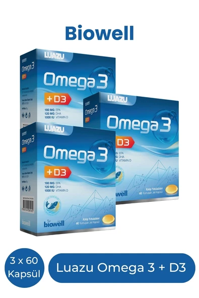 Biowell Luazu Omega 3 + D3 60 Yumuşak Jel Kapsül x 3 Adet ürün görseli 1