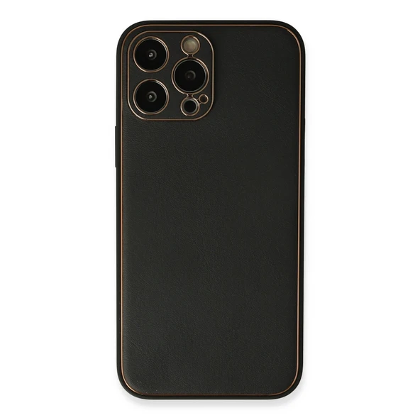 Newface iPhone 13 Pro Max Kılıf Coco Deri Silikon Kapak - Siyah ürün görseli 1