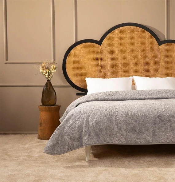 ELEGANT EMBOSS ÇİFT KİŞİLİK İSPANYOL BATTANİYE GRİ - Resim 5